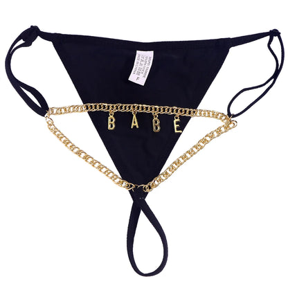 Personalized Chain Thong - Thin letters