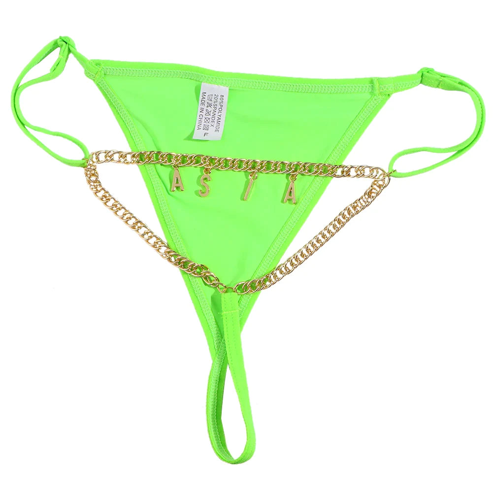 Personalized Chain Thong - Thin letters