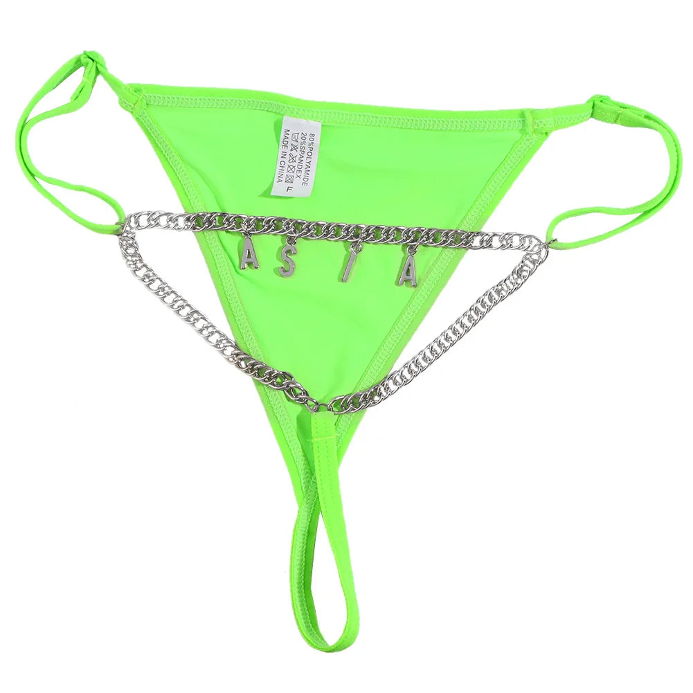 Personalized Chain Thong - Thin letters